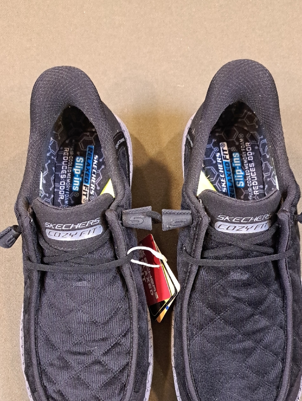 Skechers Slip-ins® Melson - Cozy Fit® Diamond Moc. - Color: Black - Size Men 7 - Picture 4 of 11